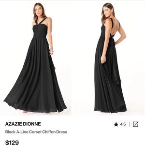 Azazie Black Pleated Halter Maxi Dress